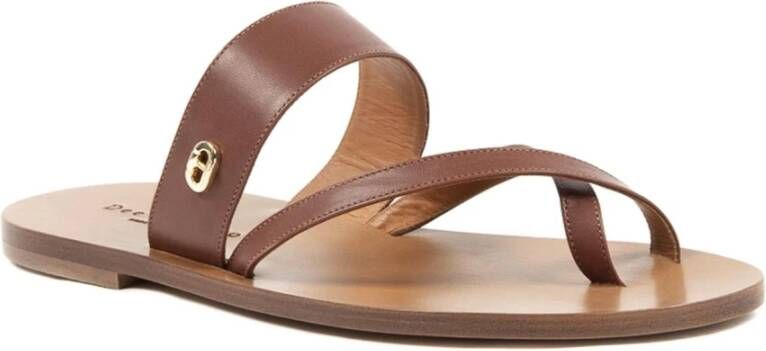 Dee Ocleppo Tan Leren Platte Sandalen Brown Dames