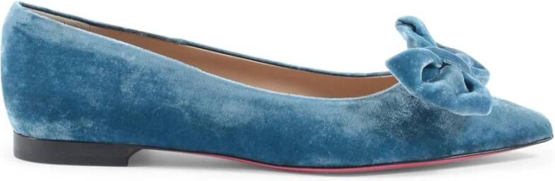 Dee Ocleppo Velvet Bow Ballerina Flats Blue Dames