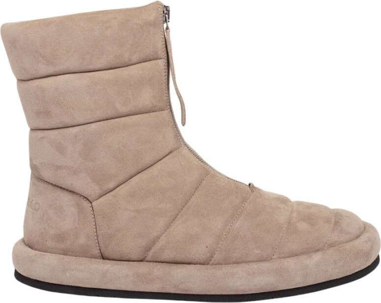 DEL Carlo Taupe Suède Enkellaarsjes met Rits Beige Dames