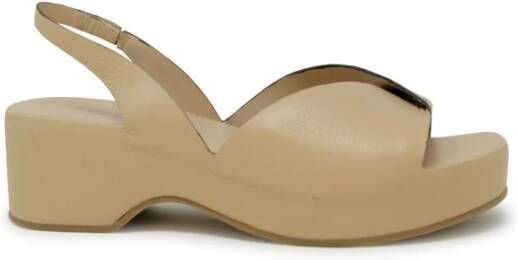 DEL Carlo Beige Leren Sandalen Ss24 Beige Dames