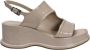 DEL Carlo Beige Sleehak Sandalen met Asymmetrische Bovenkant Beige Dames - Thumbnail 1