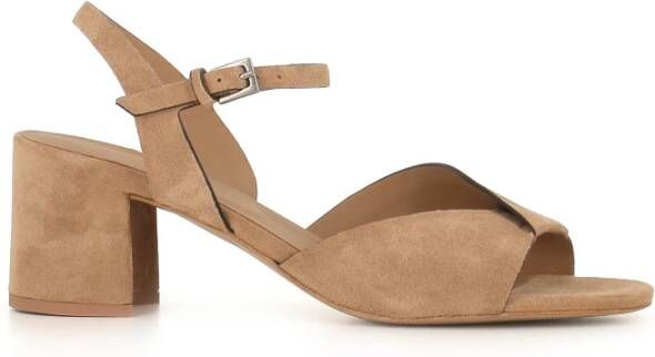 DEL Carlo Beige Suède Gekruiste Band Sandalen Beige Dames