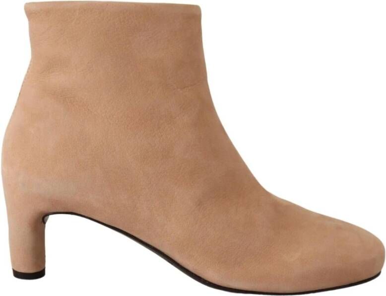 DEL Carlo Beige Suede Leather Mid Heels Pumps Boots Shoes Beige Dames