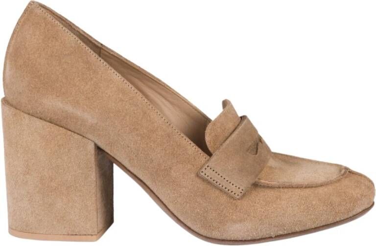 DEL Carlo Beige Suède Middelhak Pumps Beige Dames