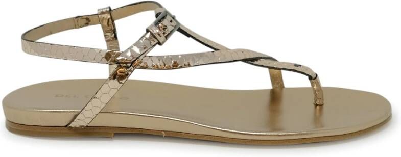 DEL Carlo Bronzen Leren Platte Sandalen Ss24 Brown Dames