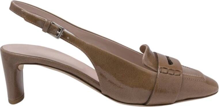 DEL Carlo Bruin Lakleren Slingback Pumps Brown Dames