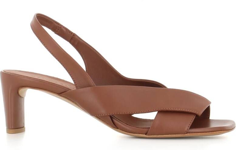 DEL Carlo Bruin lederen gekruiste band sandalen Brown Dames