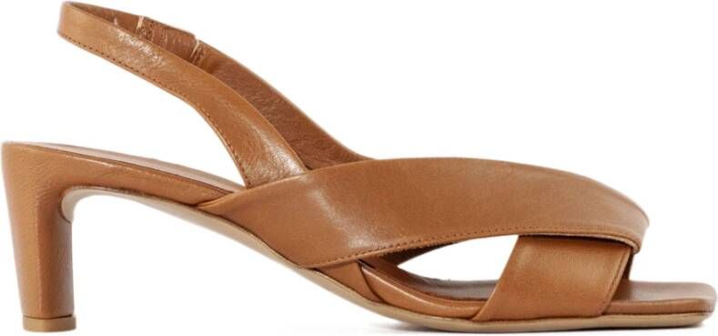 DEL Carlo Bruin Leren Kruisband Sandalen Brown Dames