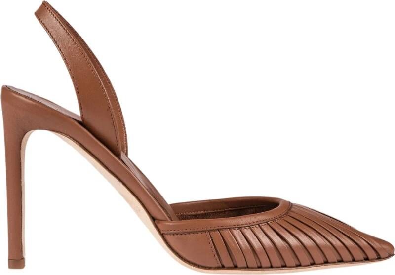 DEL Carlo Bruin leren slingback pumps met plooien Brown Dames