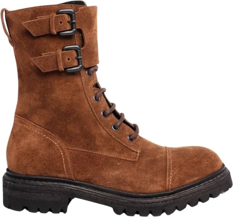 DEL Carlo Bruine Suède Veterschoenen Brown Dames