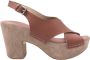 DEL Carlo Gekruiste Leren Sleehak Sandalen Bianca 11121 Brown Dames - Thumbnail 1