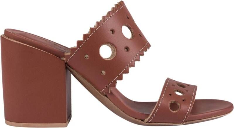 DEL Carlo Geometrische Sandalen met Blokhak Brown Dames