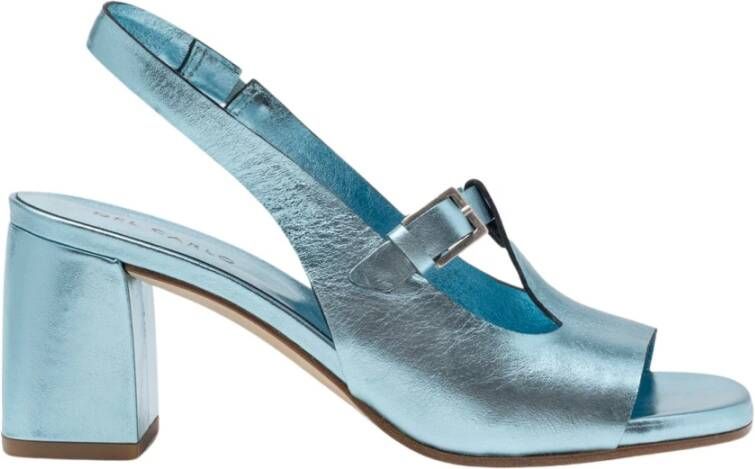 DEL Carlo Hemelsblauw Metallic Leren Open Teen Mary Jane Blue Dames