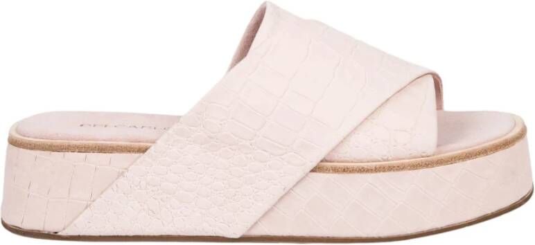 DEL Carlo Krokodil-Effect Platform Mules Pink Dames