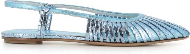 DEL Carlo Lichtblauwe Balletflats met Slangenprint Blue Dames