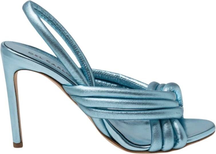 DEL Carlo Metallic Leren Stiletto Sandalen met Geknoopte Banden Blue Dames