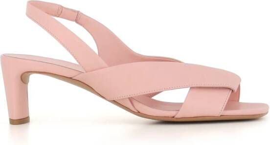 DEL Carlo Nude Leren Gekruiste Band Sandalen Pink Dames