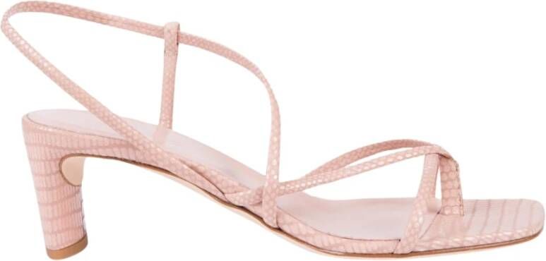 DEL Carlo Roze Lizard Print Leren Teenslippers Pink Dames