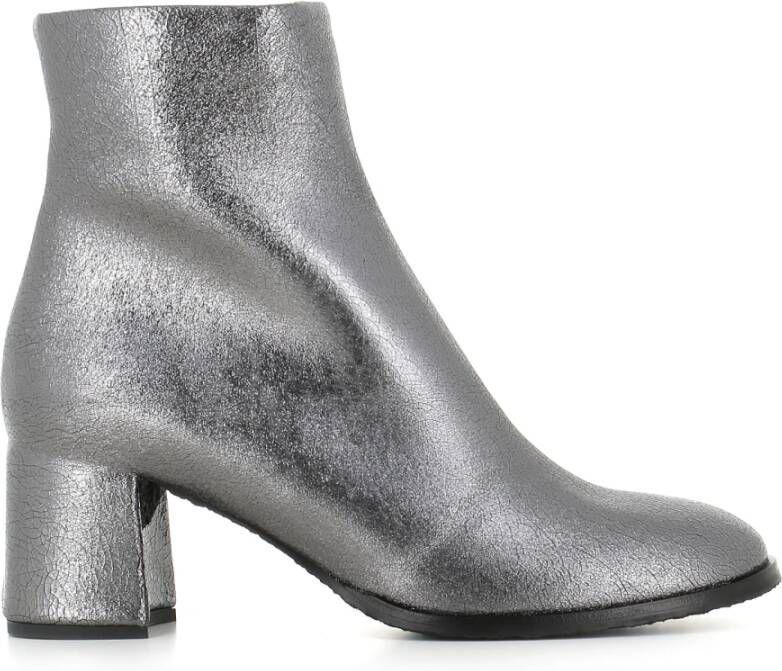 DEL Carlo Stalen Lamé Leren Enkellaarzen Gray Dames