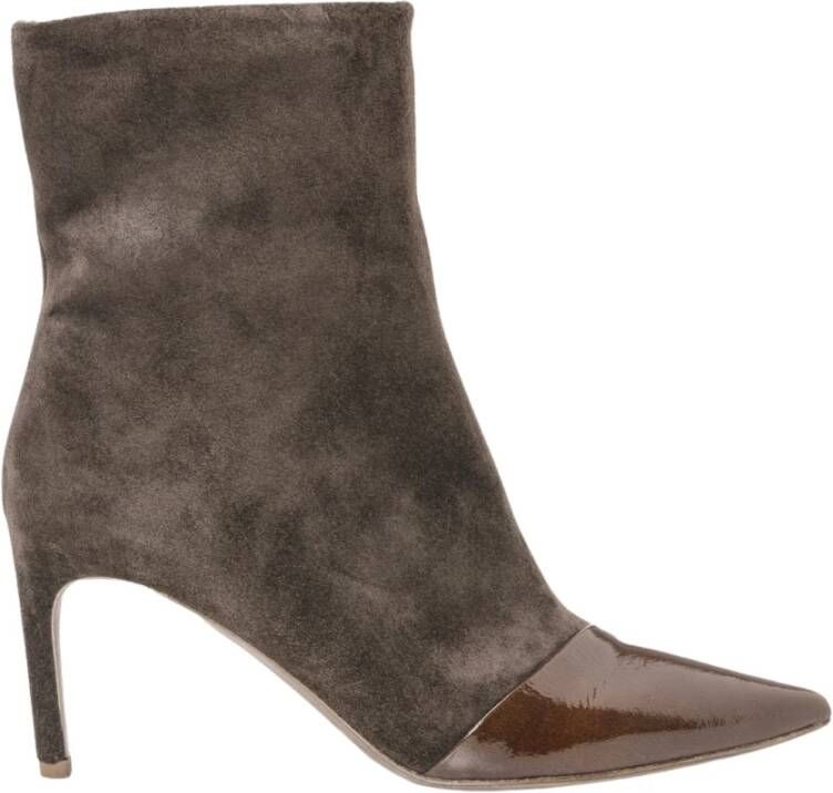 DEL Carlo Suede Stiletto Enkellaarzen Brown Dames