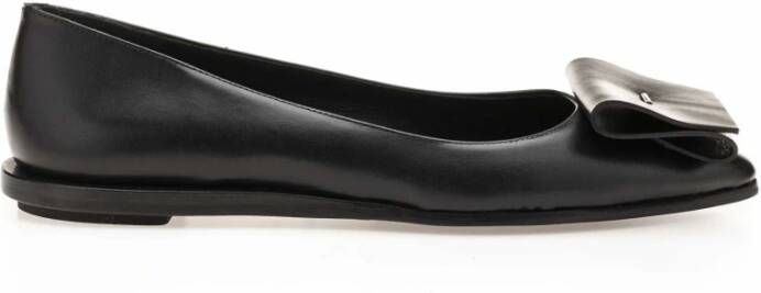 DEL Carlo Trendy Zwarte Leren Ballet Flats Black Dames