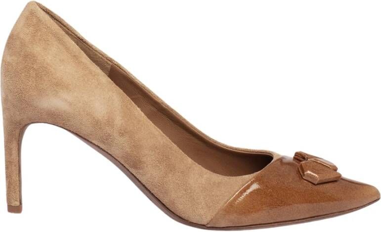 DEL Carlo Verfijnde suède pumps met geometrische details Beige Dames