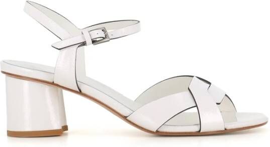 DEL Carlo Witte Leren Gevlochten Sandalen White Dames