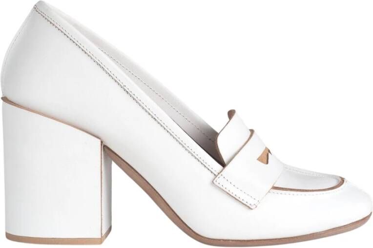 DEL Carlo Witte leren loafers met hak White Dames