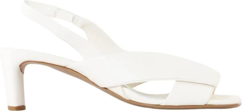 DEL Carlo Witte Leren Sandalen met Gebeeldhouwde Hak White Dames