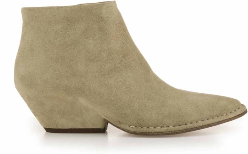 DEL Carlo Zand Suède Texaanse Enkellaars Beige Dames