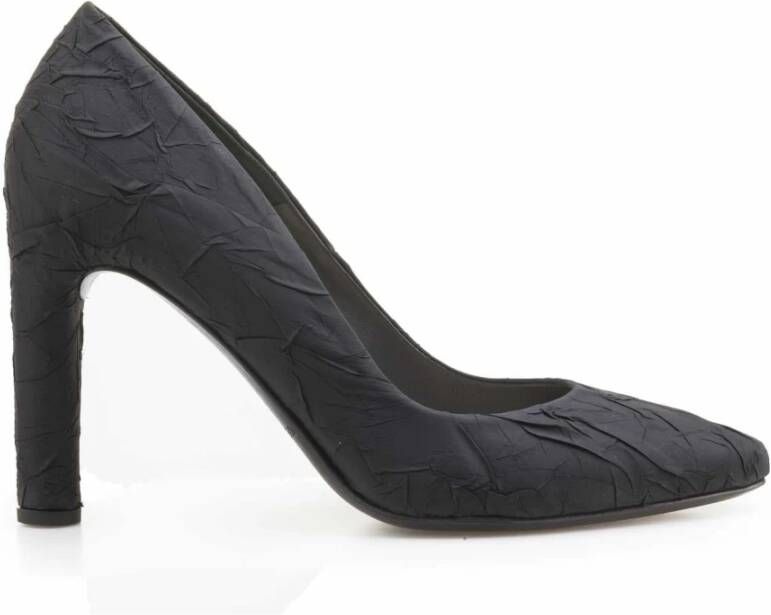 DEL Carlo Zwarte Gerimpelde Stof Hoge Hak Pumps Black Dames