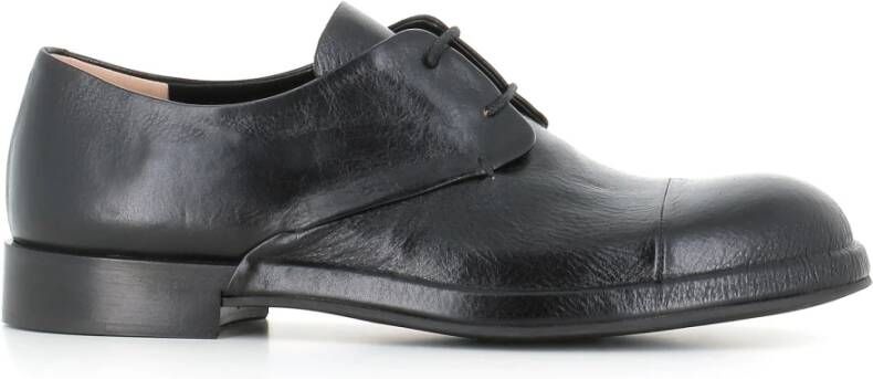 DEL Carlo Zwarte Leren Derby Platte Schoenen Black Dames