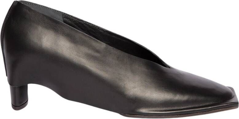 DEL Carlo Zwarte leren pumps met middelhoge hak Black Dames