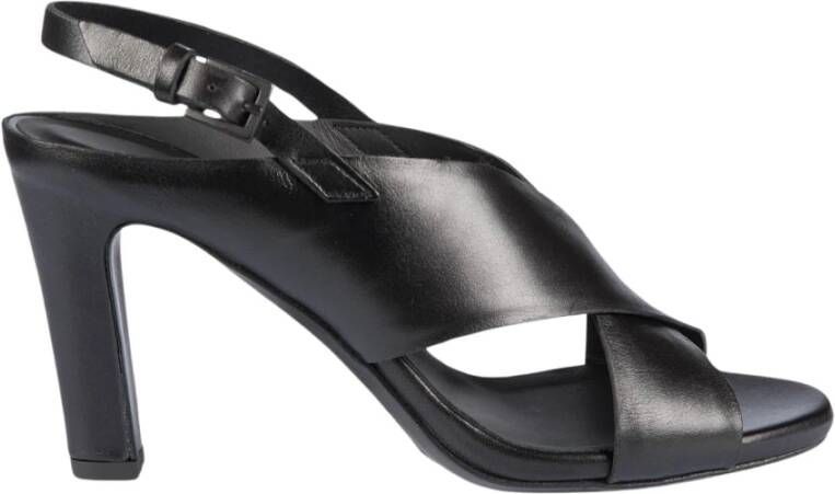 DEL Carlo Zwarte leren sandalen met brede banden Black Dames