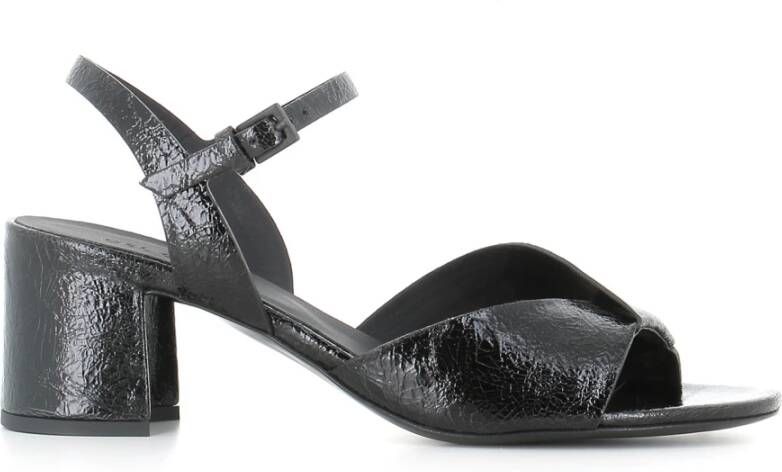 DEL Carlo Zwarte leren sandalen met gekruiste bandjes Black Dames