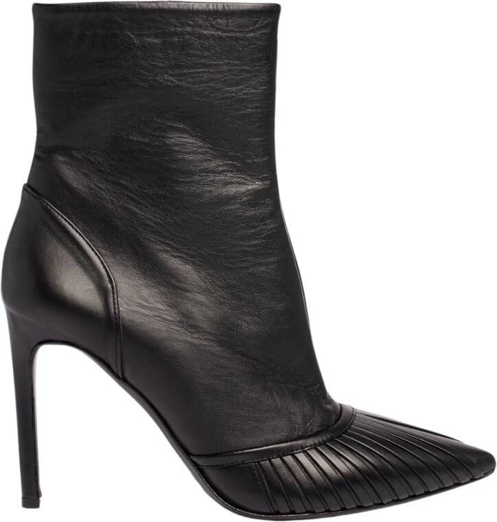 DEL Carlo Zwarte leren stiletto enkellaarsjes Black Dames