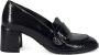 DEL Carlo Zwarte Patent Loafers met Blokhak Black Dames - Thumbnail 1