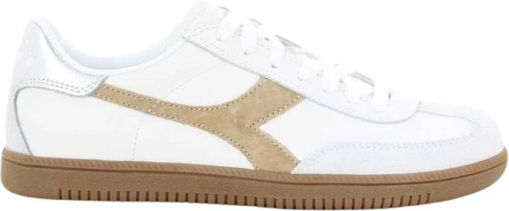 Diadora Beige Metalen Trainer Schoenen White Dames