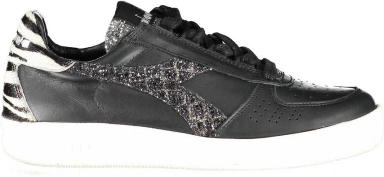 Diadora Zwarte leren sneakers met contrasterende accenten Black Dames