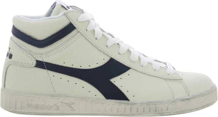 Diadora Blauwe Hoge Top Gewaxte Sneakers White Heren