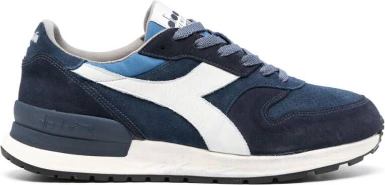 Diadora Blauwe Sneakers Paneelontwerp Logopatch Blue Heren