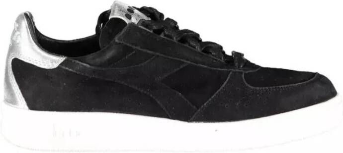 Diadora Elegante Zwarte Leren Sneakers met Details Black Dames