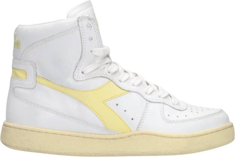 Diadora Gele Leren Hoge Sneakers White Dames