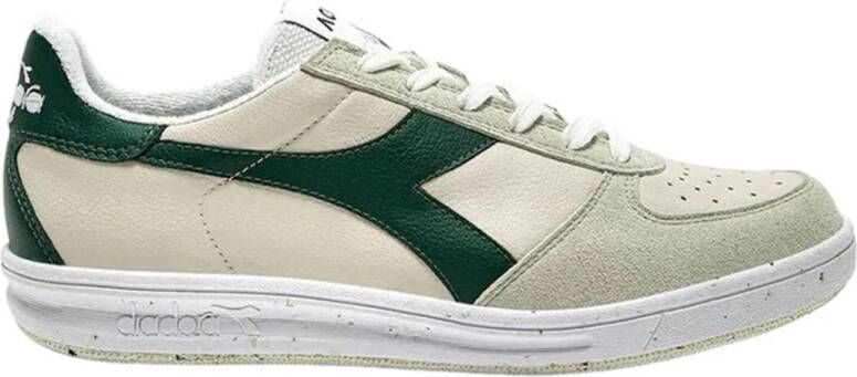 Diadora Groene Leren Sneakers Vetersluiting Stijl Beige Heren