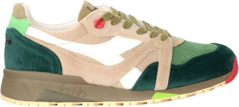 Diadora Groene suède sneakers met beige accenten Beige Heren