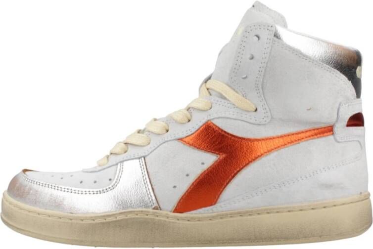 Diadora Heritage MI Basket metal pigskin used white orange Wit