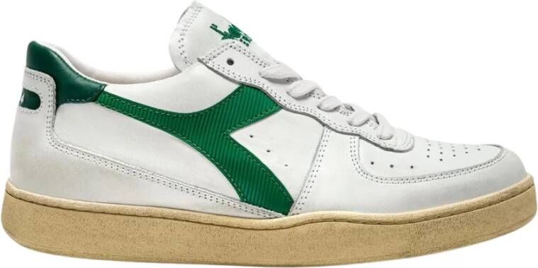 Diadora Sneakers Heren Lage sneakers Herenschoenen Leer Mi bask low used Wit groen