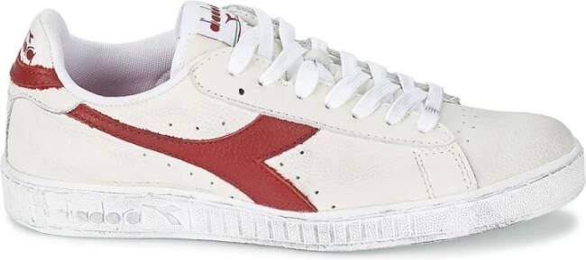 Diadora Lage gewaxte wit rode sneakers Wit Unisex