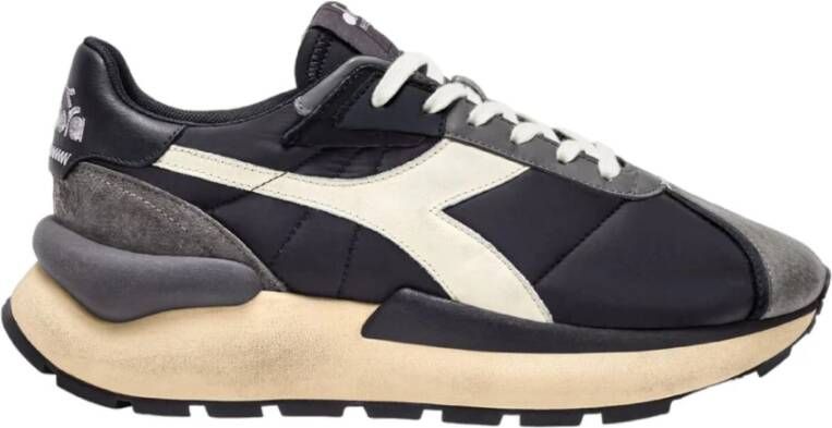 Diadora Lage Top Synthetisch Leren Sneakers Black Heren