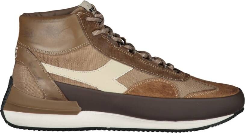 Diadora Leren sneakers met contrasterende inzetstukken Brown Heren